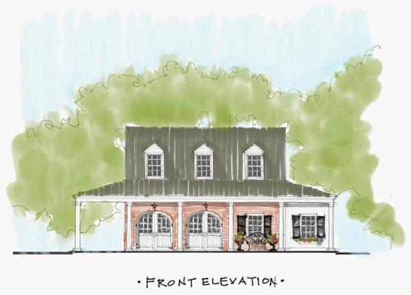 A drawing for a recently added carriage house on the property, which serves as a guest room. (Courtesy of Cronk Duch Architecture)