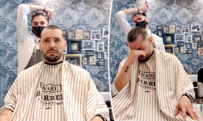 Video: Barber Shaves His Own Head to Support Coworker With Cancer, Moving Him to Tears