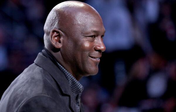 Michael Jordan takes part in a ceremony honoring the 2020 NBA All-Star game at Spectrum Center in Charlotte, N.C., on Feb. 17, 2019. (Streeter Lecka/Getty Images)