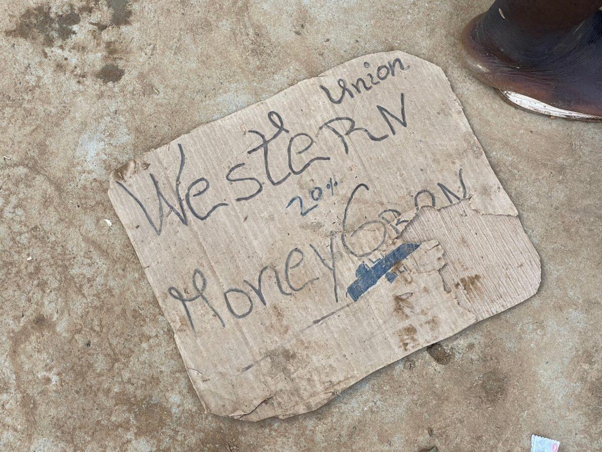 Sign at small store in Bajo Chiquita,, Panama on April 21, 2021. (Michael Yon)