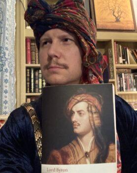 Andrew Benson Brown dressed as Lord Byron for the Zoom conference. (Courtesy of Andrew Benson Brown)