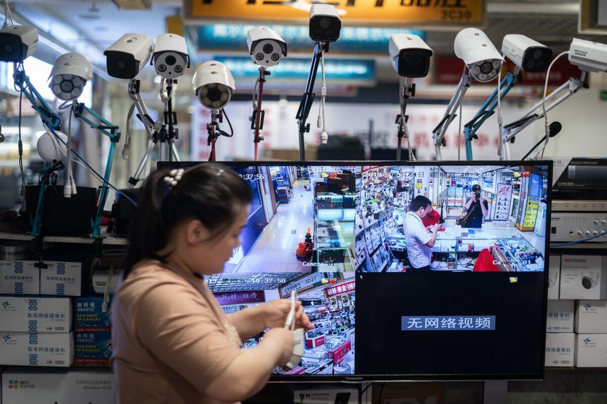 Hikvision cameras are on sale at an electronic mall in Beijing, China on May 24, 2019. (FRED DUFOUR/AFP via Getty Images)