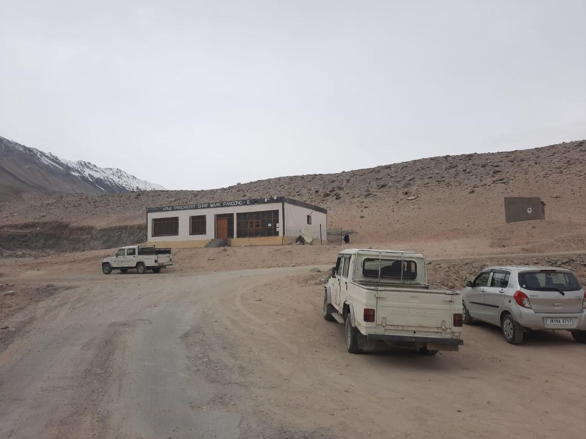 A wide view of the Panchayat ghar or the village council office and the trans-Himalayan terrain in Mann village in Chushul sector in eastern Ladakh. (Picture courtesy Kunchok Stanzin)