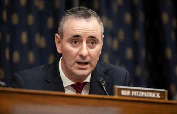 Rep. Brian Fitzpatrick (R-Pa.) speaks as Secretary of State Antony Blinken testifies before the House Committee On Foreign Affairs on Capitol Hill on March 10, 2021. (Ting Shen-Pool/Getty Images)