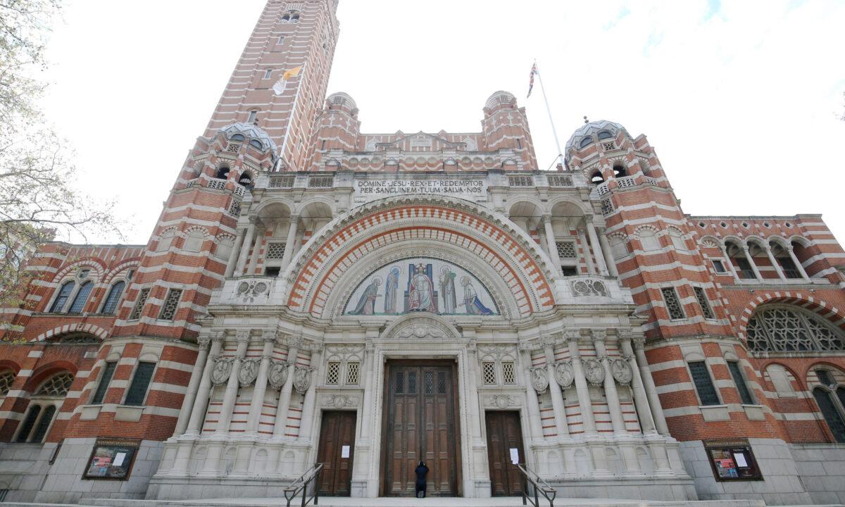 Westminster Cathedral in London on Apr 12, 2020. (Jonathan Brady/PA)