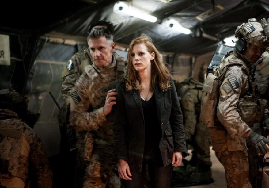 Admiral Bill McCraven (Christopher Stanley) and Maya (Jessica Chastain), in "Zero Dark Thirty." (Jonathan Olley/Columbia Pictures)