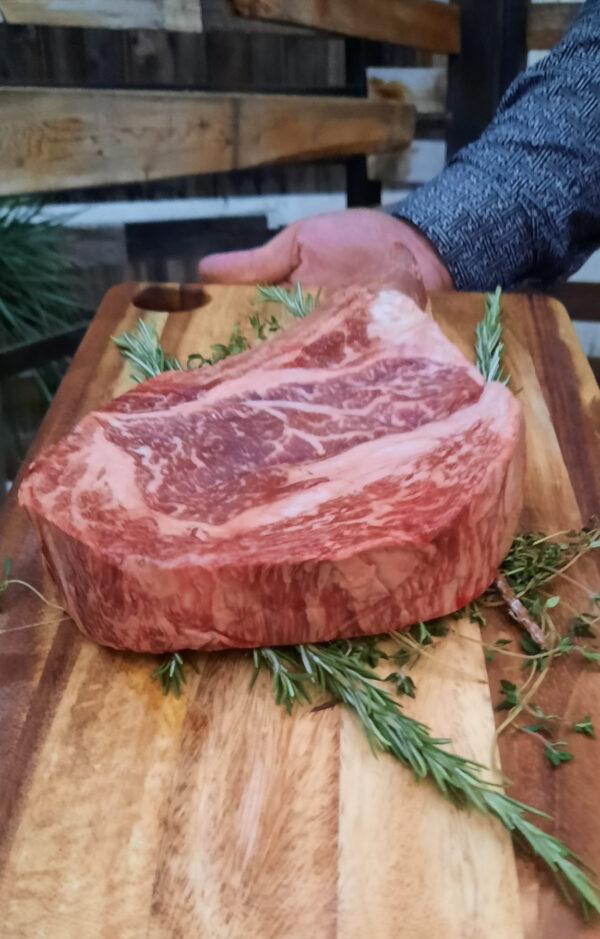 The menu at E.A.T. in Temecula, California, includes a signature 32-ounce Wagyu beef tomahawk steak. (Courtesy of Jim Farber)