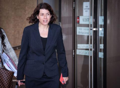 Barrister Sue Chrysanthou arrives at the NSW Supreme Court in Sydney, Australia, on May 14, 2021, in Sydney, Australia. (David Gray/Getty Images)