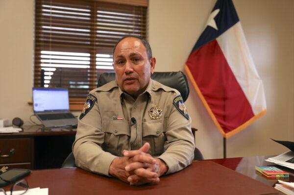 Uvalde County Sheriff Ruben Nolasco in his office in Uvalde, Texas, on May 26, 2021. (Charlotte Cuthbertson/The Epoch Times)