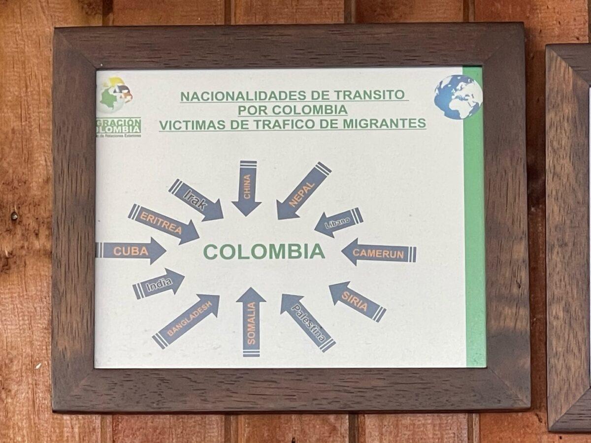 A sign behind the reception desk of a hotel in Colombia. (Michael Yon)