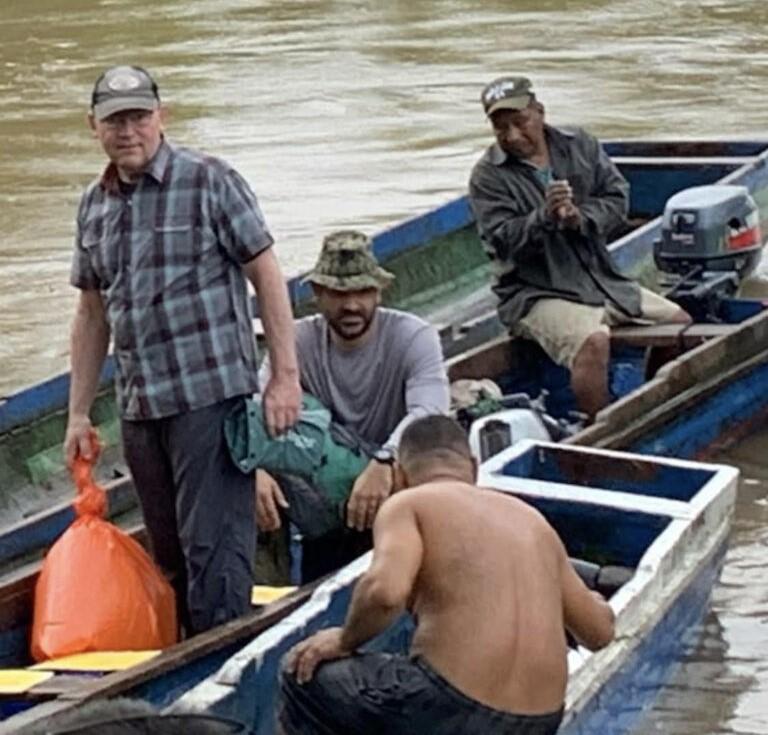 Congressman Tom Tiffany (standing) on the Rio Tuquesa, Panama, on May 27, 2021. (Michael Yon)