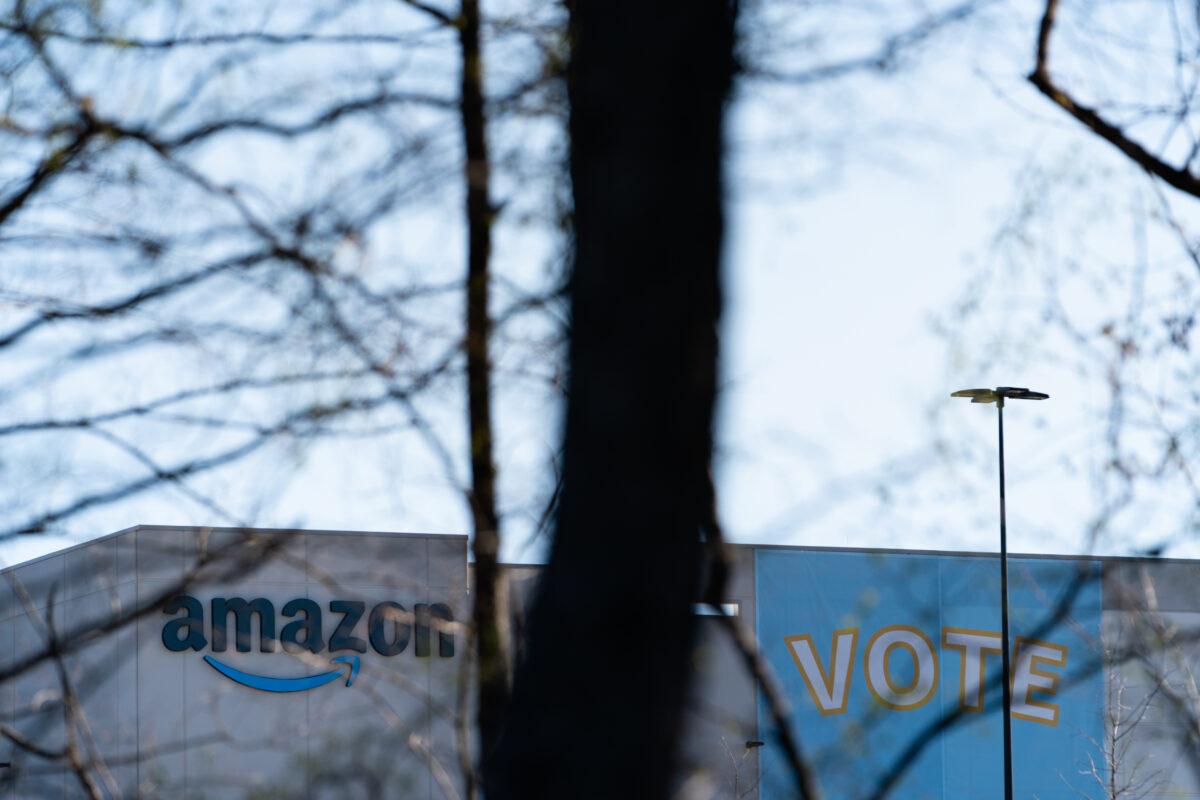 The Amazon fulfillment warehouse at the center of a unionization drive is seen in Bessemer, Ala., on March 29, 2021. (Elijah Nouvelage/Getty Images)