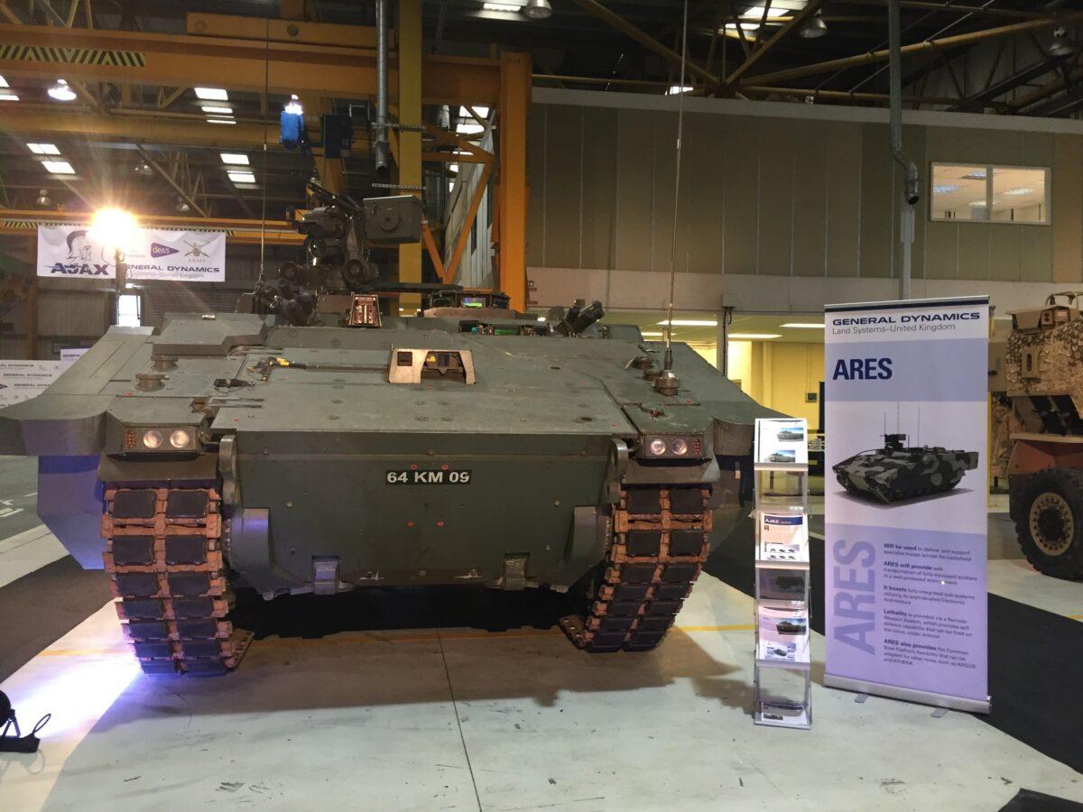 Undated photo of Ares variant of General Dynamics' Ajax tank. (Benjamin Wright/PA)