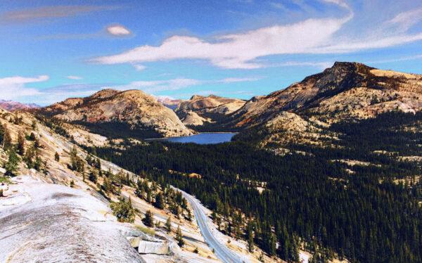 A view of Tenaya Lake from above the road, in Yosemite’s alpine high country.