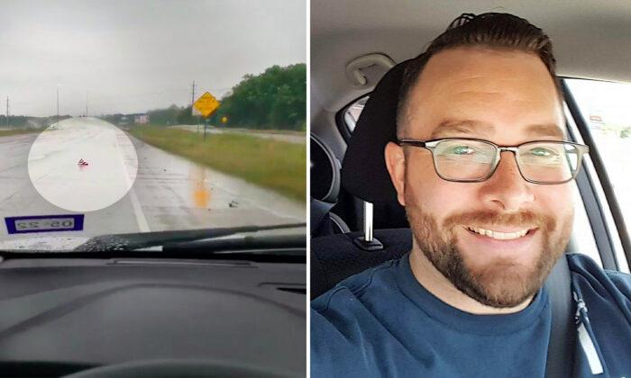 Video Shows Marine Veteran Rescuing Fallen American Flag on the Highway on Memorial Day