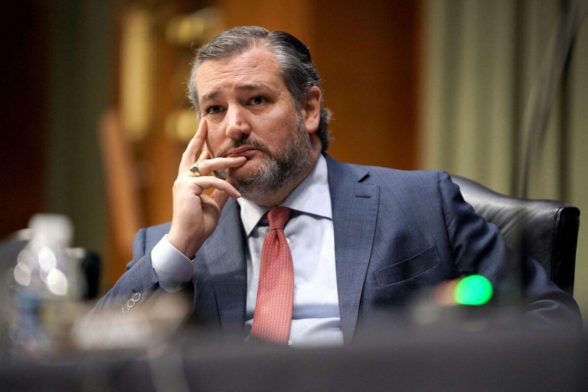 Sen. Ted Cruz (R-Texas) at a Senate hearing on Capitol Hill in Washington, on March 23, 2021. (Greg Nash/Pool/AFP via Getty Images)