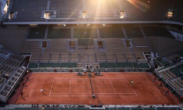 The court Philippe Chatrier during the women's singles first round tennis match on Day 2 of The Roland Garros 2021 French Open tennis tournament in Paris, France, on May 31, 2021. (Anne-Christine Poujoulat/AFP via Getty Images)
