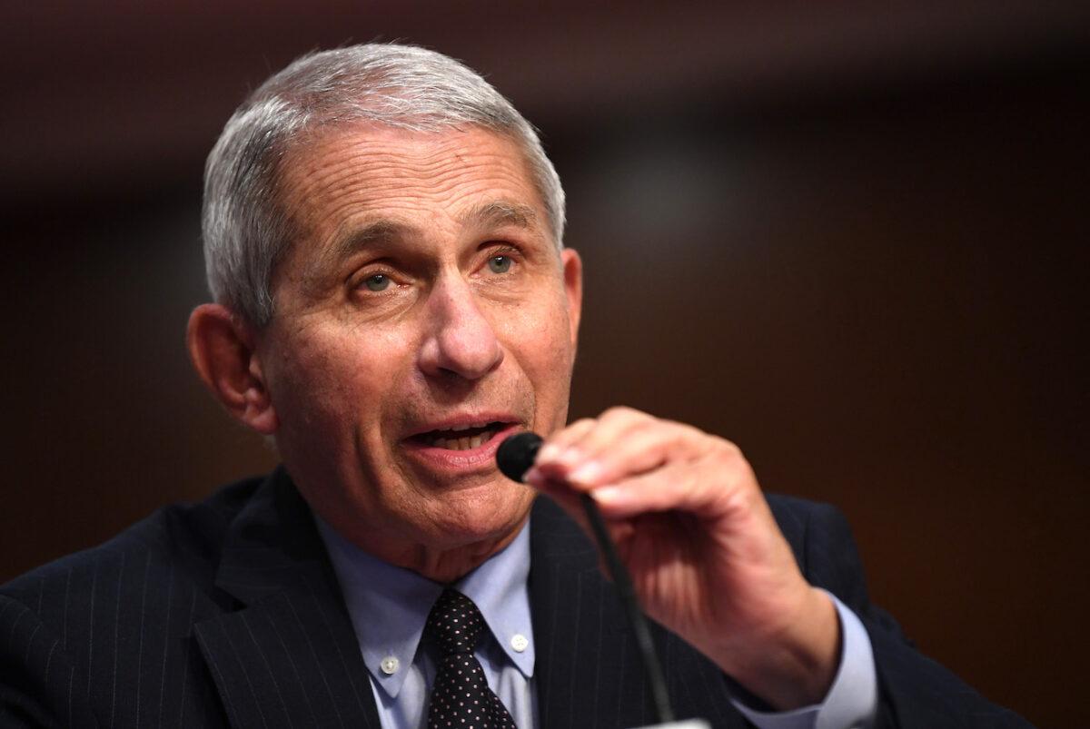 Dr. Anthony Fauci, director of the National Institute for Allergy and Infectious Diseases, testifies at a Senate hearing in Washington, on June 30, 2020. (Kevin Dietsch/Pool/Getty Images)