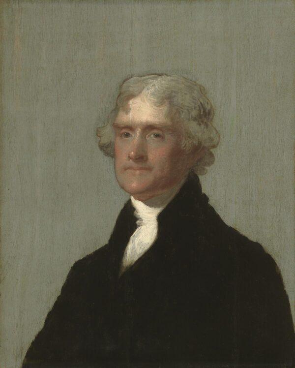 <span data-sheets-value="{"1":2,"2":"Known as the “Edgehill Portrait,” this painting of President Thomas Jefferson by Gilbert Stuart was the result of two sittings: in 1805 and 1821. Purchased with funds provided by the Regents of the Smithsonian Institution; the Trustees of the Thomas Jefferson Foundation, Inc.; and the Enid and Crosby Kemper Foundation. The painting is owned jointly by Monticello, Thomas Jefferson Foundation, Inc., Charlottesville, Virginia and the National Portait Gallery. (Public Domain) (Public Domain)"}" data-sheets-userformat="{"2":13059,"3":{"1":0},"4":[null,2,16776960],"11":4,"12":0,"15":"Times New Roman","16":14}">Known as the “Edgehill Portrait,” this painting of President Thomas Jefferson by Gilbert Stuart was the result of two sittings: in 1805 and 1821. Purchased with funds provided by the Regents of the Smithsonian Institution; the Trustees of the Thomas Jefferson Foundation, Inc.; and the Enid and Crosby Kemper Foundation. The painting is owned jointly by Monticello, Thomas Jefferson Foundation, Inc., Charlottesville, Virginia and the National Portait Gallery. (Public Domain) (Public Domain)</span>