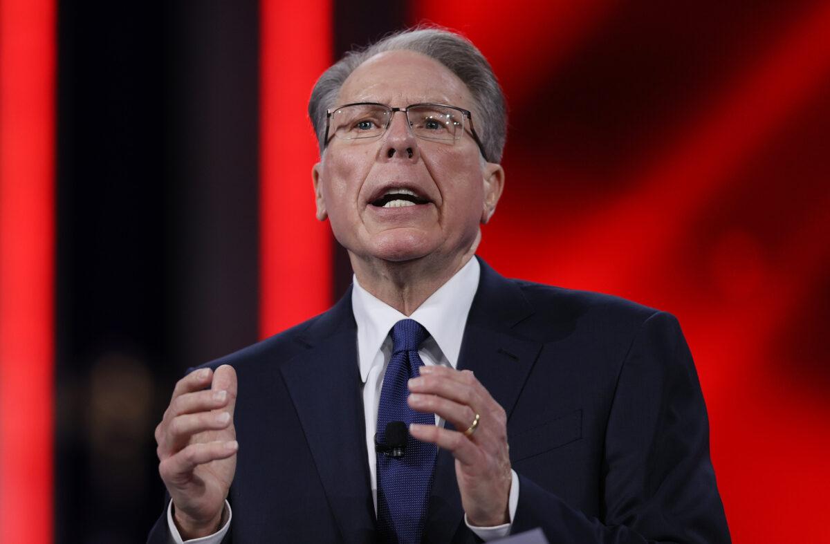 Wayne LaPierre, CEO of the National Rifle Association, speaks during the Conservative Political Action Conference in Orlando, Fla., on Feb. 28, 2021. (Joe Raedle/Getty Images)