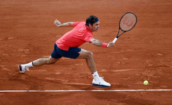 Switzerland's Roger Federer in action during his third round match against Germany's Dominik Koepfer, on Day 7 of The Roland Garros 2021 French Open tennis tournament in Paris, France, on June 5, 2021. (Christian Hartmann/Reuters)