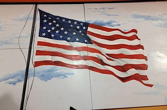 Delsite's American flag mural completed. (Courtesy of <a href="https://www.facebook.com/BrendaRaub">Brenda Raub</a>)