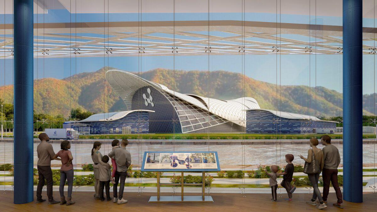 Artist rendition of NuScale Powerâs small modular nuclear reactor plant. (NuScale)