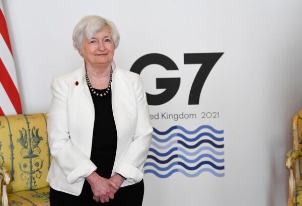U.S. Treasury Secretary Janet Yellen attends G7 finance ministers meeting at Lancaster House in London, England, on June 5, 2021. (Alberto Pezzali/WPA Pool/Getty Images)