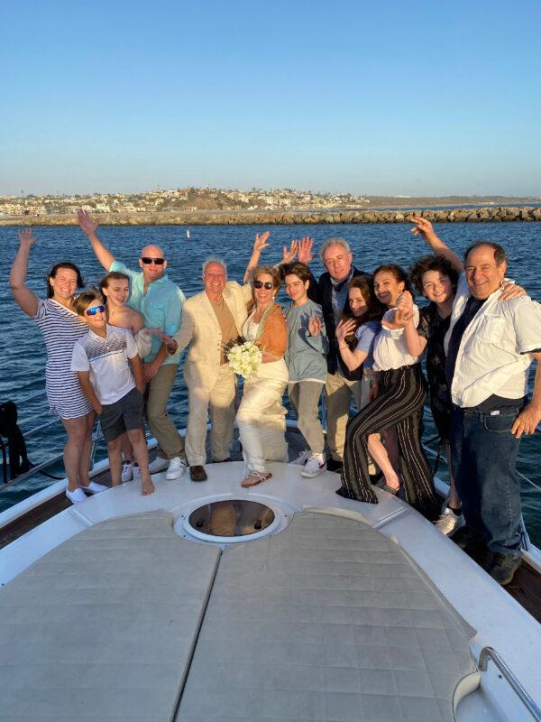 The author and her husband celebrate renewing their wedding vows aboard the yacht Princessa along the Los Angeles coast. (Courtesy of Margot Black)