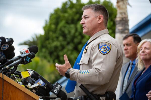 California Highway Patrol Assistant Chief Don Goodbrand speaks to reporters at the California Highway Patrol office in Santa Ana, Calif., on June 7, 2021. (John Fredricks/The Epoch Times)