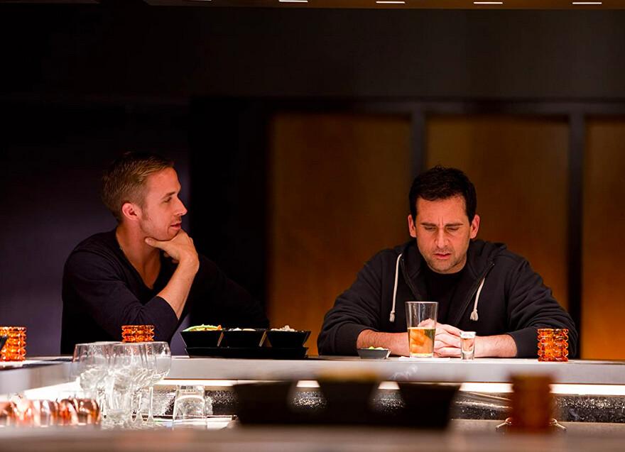 Jacob (Ryan Gosling) and Cal (Steve Carell) as player and not-a-player, in "Crazy, Stupid, Love.” (Warner Bros.)