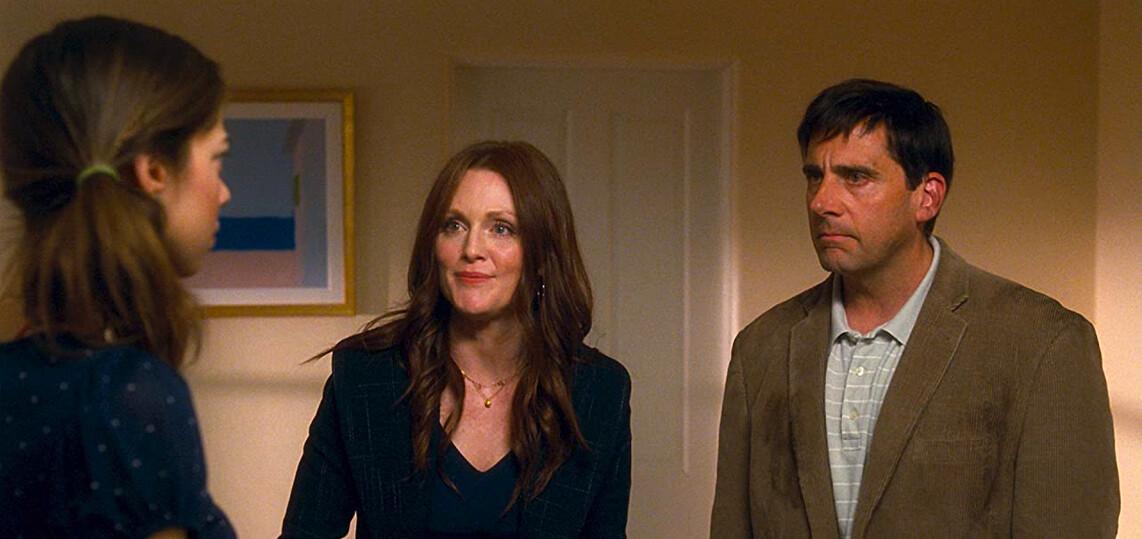 (L–R) Jessica Reilly (Analeigh Tipton), babysitter for Emily (Julianne Moore) and Cal (Steve Carell), in "Crazy, Stupid, Love.” (Warner Bros.)