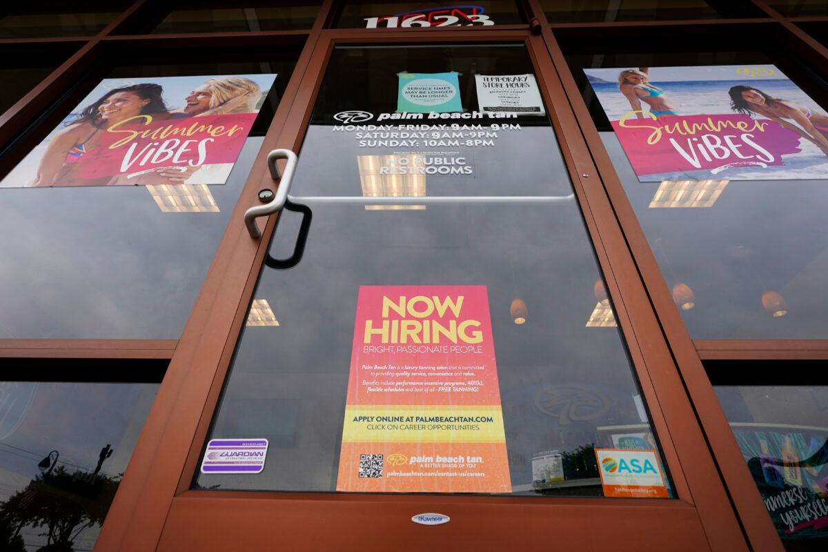 A Now Hiring sign at a business in Richmond, Va., on June 2, 2021. (Steve Helber/AP Photo)