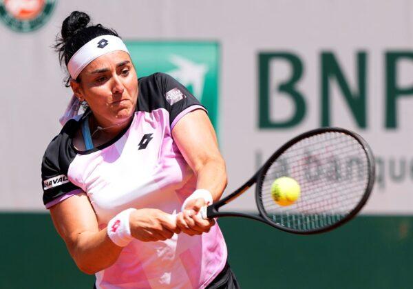 Tunisia's Ons Jabeur plays a return to United States's Coco Gauff during their fourth-round match on day 9, of the French Open tennis tournament at Roland Garros in Paris, France, on June 7, 2021. (Michel Euler/AP Photo)