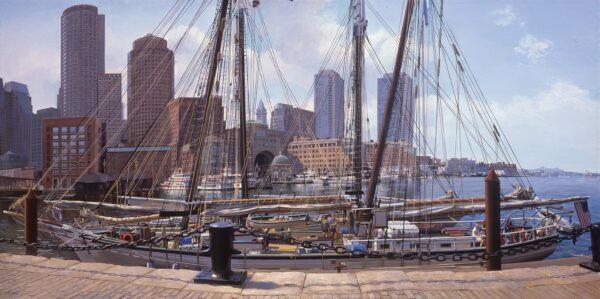 “The Fan Pier, Boston,” 2007, by Joel Babb. Oil on linen; 24 inches by 48 inches. Collection of Abbot W. and Marcia L. Vose. (Courtesy of Joel Babb)