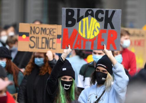 People march in solidarity with protests in the United States in Melbourne, Australia on June 6, 2020. (Quinn Rooney/Getty Images)
