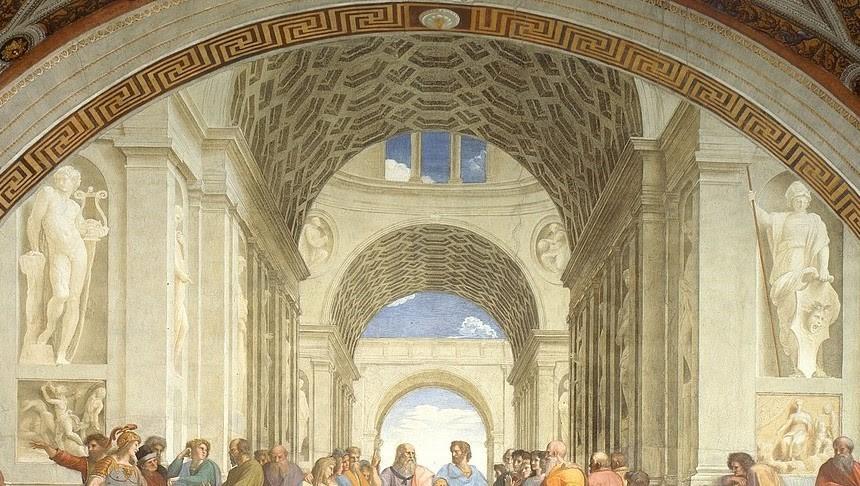 Detail of “The School of Athens,” 1509-1511 by Raphael. Fresco, 16.4 ft by 25.2 ft. Stanze di Raffaello (Raphael Rooms), Apostolic Palace, Vatican City. (Public Domain)