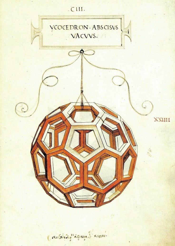 “Truncated Icosahedron,” in 1509 by Leonardo da Vinci. Illustrations for Luca Pacioli’s book “The Divine Proportions.” (Public Domain)
