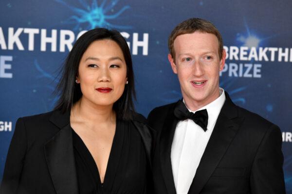 Priscilla Chan and Mark Zuckerberg attend the 2020 Breakthrough Prize Red Carpet at NASA Ames Research Center in Mountain View, Calif., on Nov. 3, 2019. (Ian Tuttle/Getty Images for Breakthrough Prize)