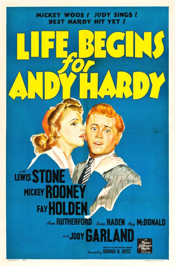 Judy Garland starred in three of the Andy Hardy films, including "Life Begins for Andy Hardy." (Public Domain)