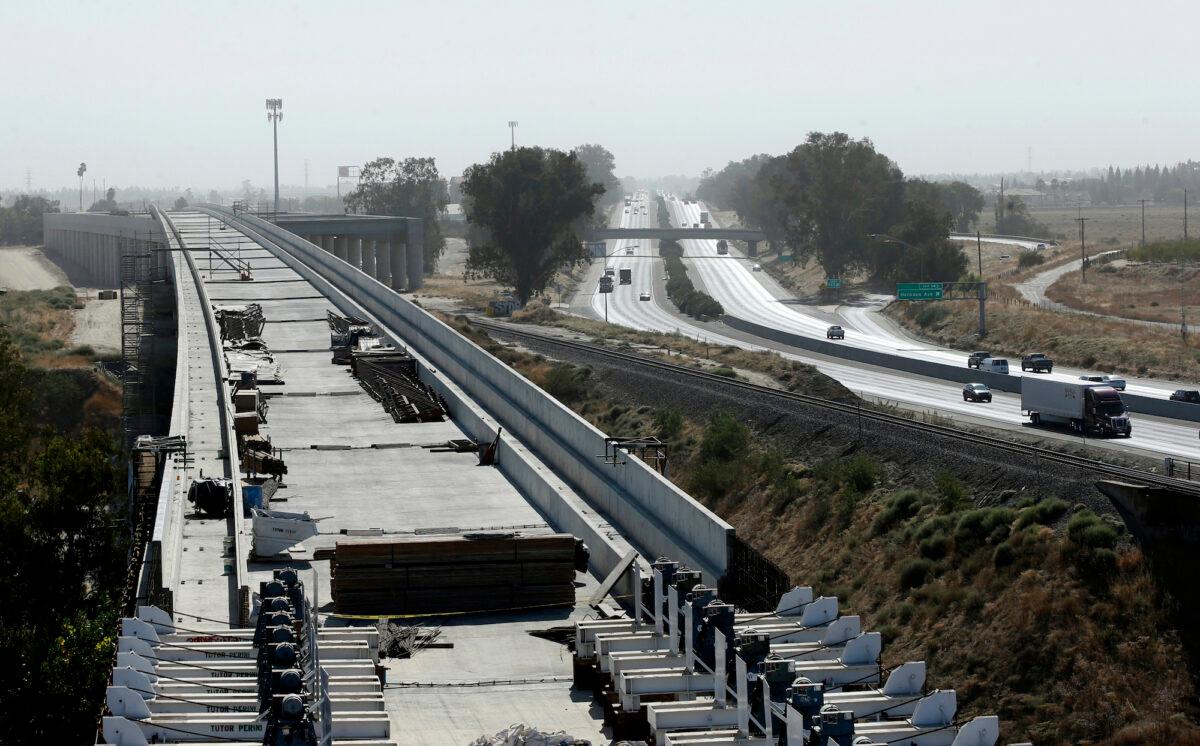 A high-speed rail viaduct is seen near Fresno, Calif., on Oct. 9, 2019. (Rich Pedroncelli/AP Photo)