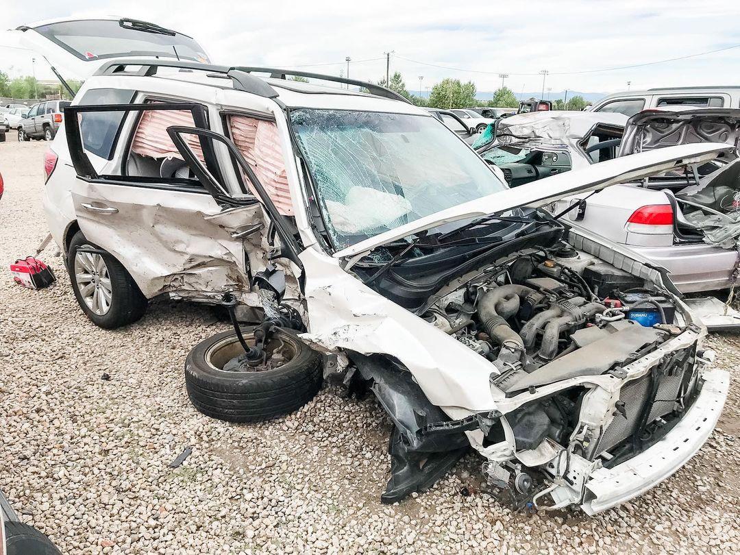 The car that Tessie Heeter was driving to drop her husband at a train station in August 2018. (Courtesy of <a href="https://www.instagram.com/tessieheeter/">Tessie Heeter</a>)