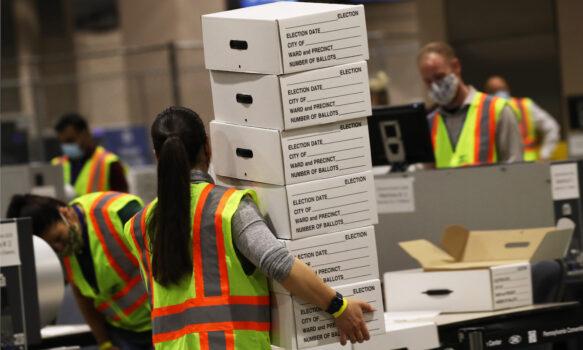 Election workers count ballots in Philadelphia, on Nov. 4, 2020. (Spencer Platt/Getty Images)