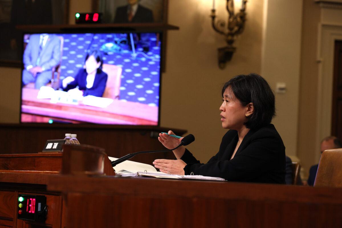 U.S. Trade Representative Katherine Tai speaks during a hearing with the House Ways and Means committee at Capitol Hill on May 13, 2021 in Washington DC. (Anna Moneymaker/Getty Images)