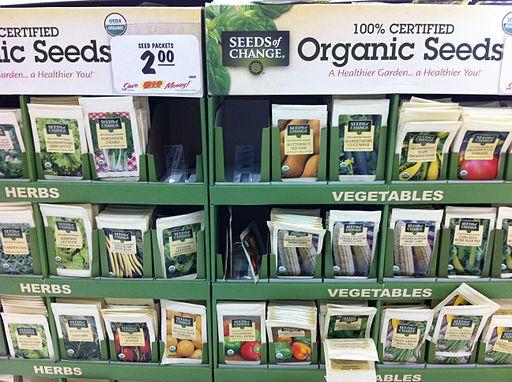 Organic Seeds of Change packets are more readily available, and the market for organic seeds is also growing year over year. (Wiki-commons)