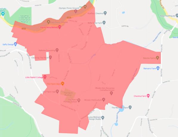 Map shows which streets the advisory relates to (Screenshot from Yarra Valley River website)