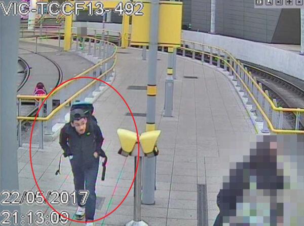 CCTV image of Salman Abedi at Victoria Station making his way to the Manchester Arena, where he detonated his bomb, in Manchester, England, on May. 22, 2017. (Greater Manchester Police/Handout via PA)