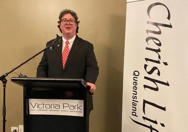 MP George Christensen at the Cherish Life 50th anniversary dinner in Brisbane, Australia on Nov. 27, 2020. (Cherish Life)