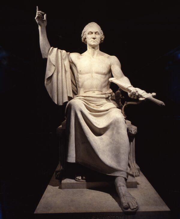 "George Washington," 1840, by Horatio Greenough. Marble; 136 inches by 102 inches by 82.5  inches. Smithsonian American Art Museum. (Public Domain)