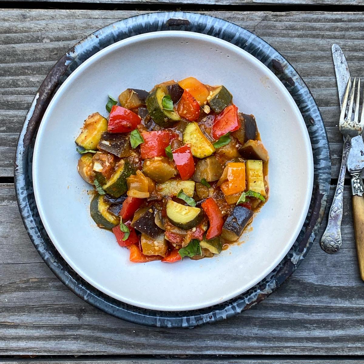 This ratatouille is bright and fresh, neither muddled nor overly sauced, and a perfectly light, summery complement to any meal. (Lynda Balslev for Tastefood)